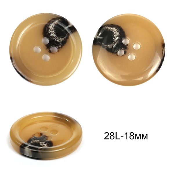 Пуговицы пластиковые TBY 2107 цв.3 коричневый 28L-18 мм, 4 прокола,36 шт