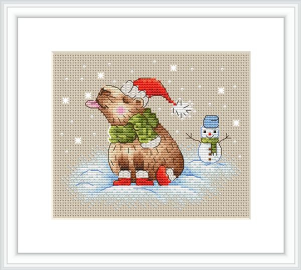 Набор для вышивания нитками МП Студия (Жар-птица), Прогулка на морозе, 11х13 см