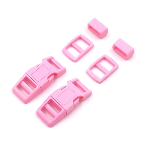 Фастекс (пряжка трезубец), рамка и рамка-регулятор 10мм, пластик, (2 компл.) Hobby&Pro, св.розовый, A03001037-10
