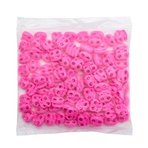 Фиксатор (зажим) для шнура пластик 2 отв., ⌀4.0 мм, 14х17 мм, овал малый ПП, розовый, 100 шт