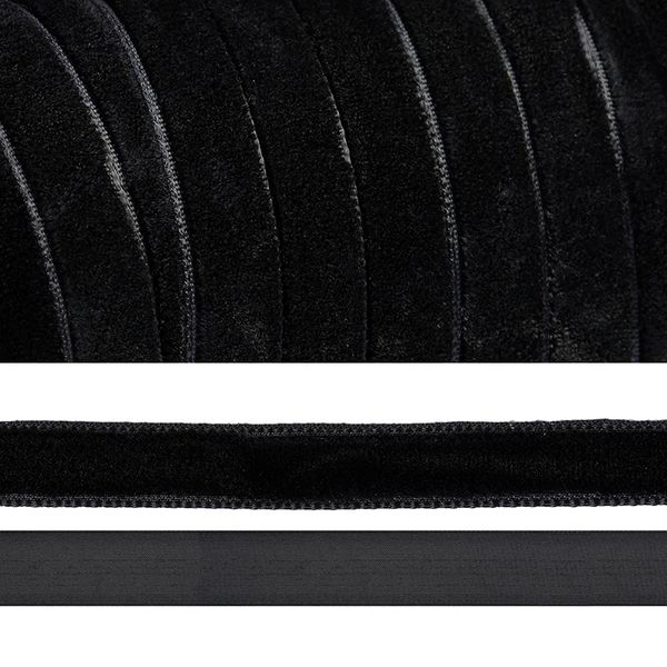 Лента бархатная (тесьма) 10.0 мм / 20±1 метров, нейлон, черный