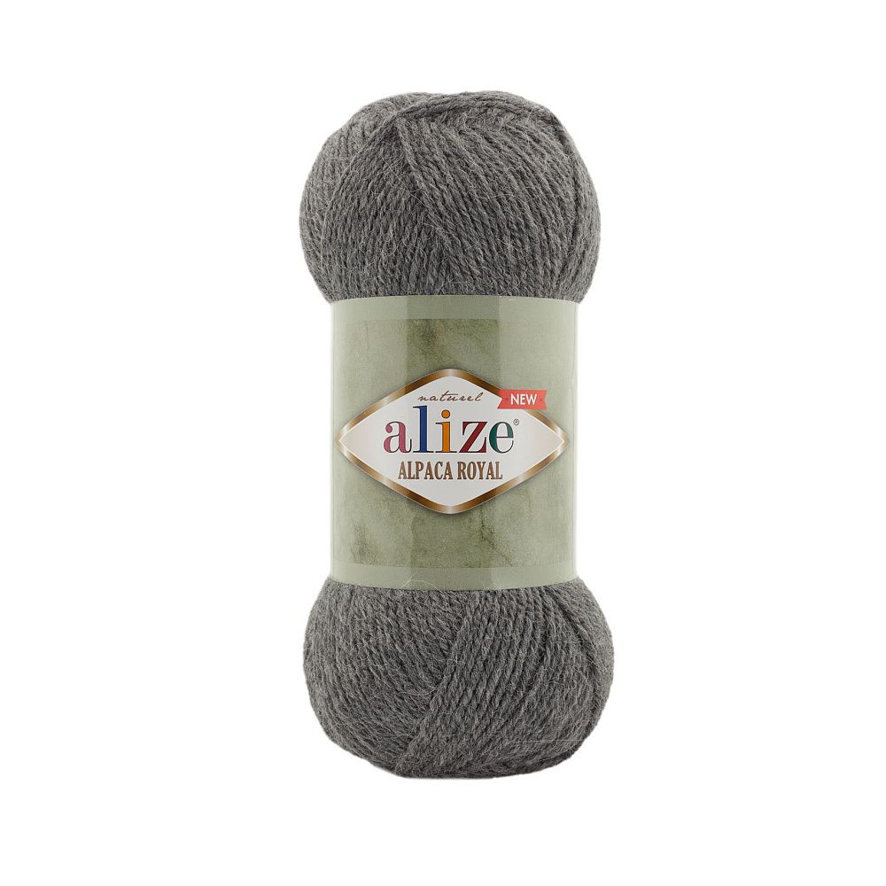 Пряжа Alize (Ализе) Alpaca Royal New / уп.5 мот. по 100 г, 250 м, 196 серый меланж