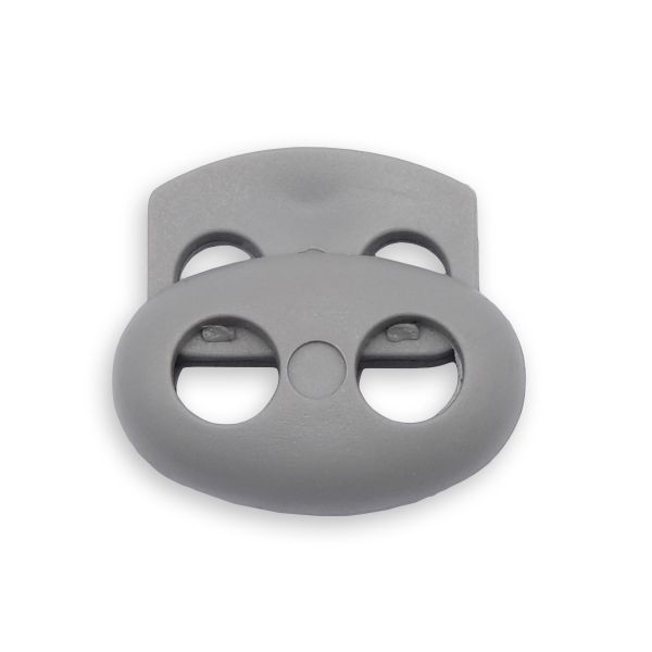 Фиксатор (зажим) для шнура пластик 2 отв., ⌀4.0 мм, 14х17 мм, овал малый ПП, св.серый, 100 шт