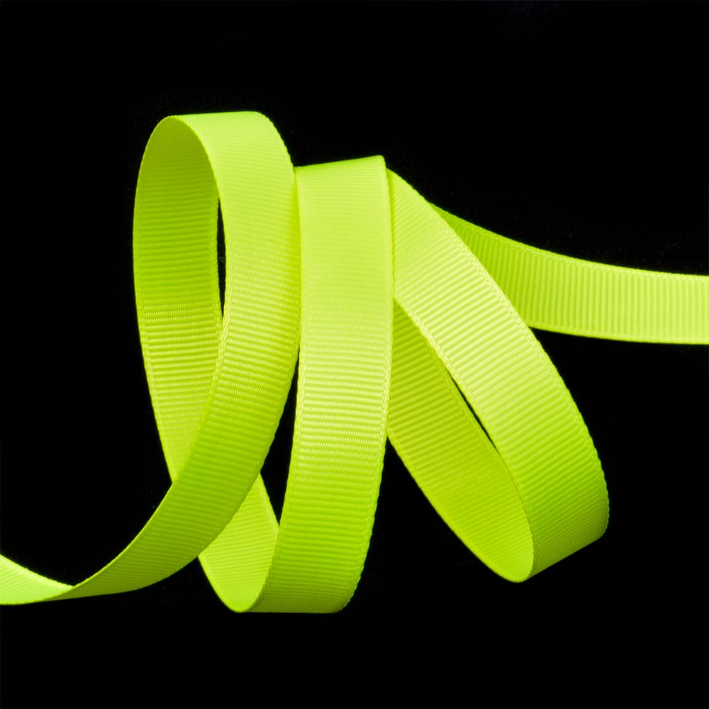 Лента репсовая (в рубчик) 12.0 мм, 544 (099) флуор.салатовый, уп. 27,4м