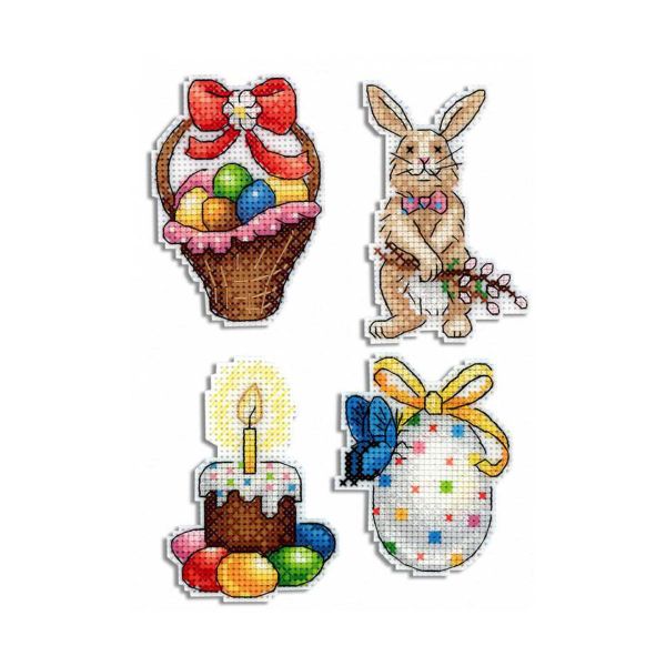 Набор для вышивания нитками МП Студия, магнит Пасхальная радость 9х6см