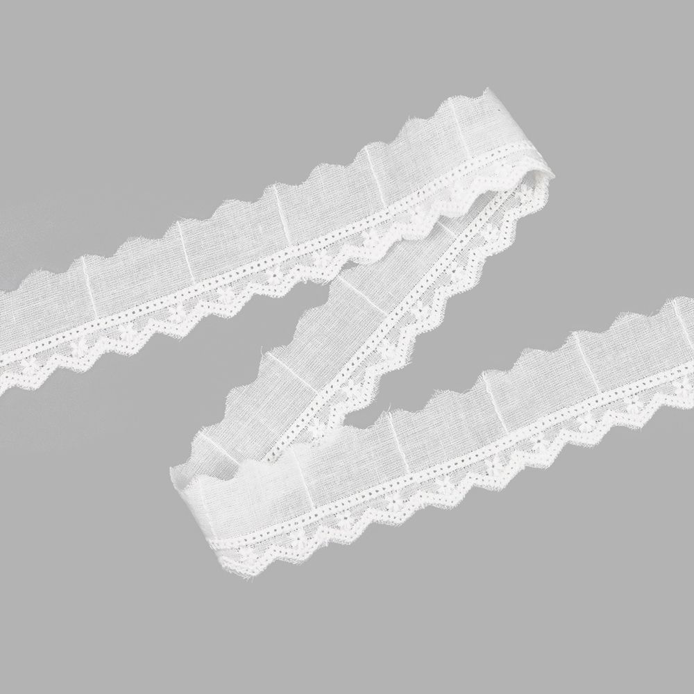 Кружево шитьё х/б 27 мм / 3.4 метра, цвет белоснежный