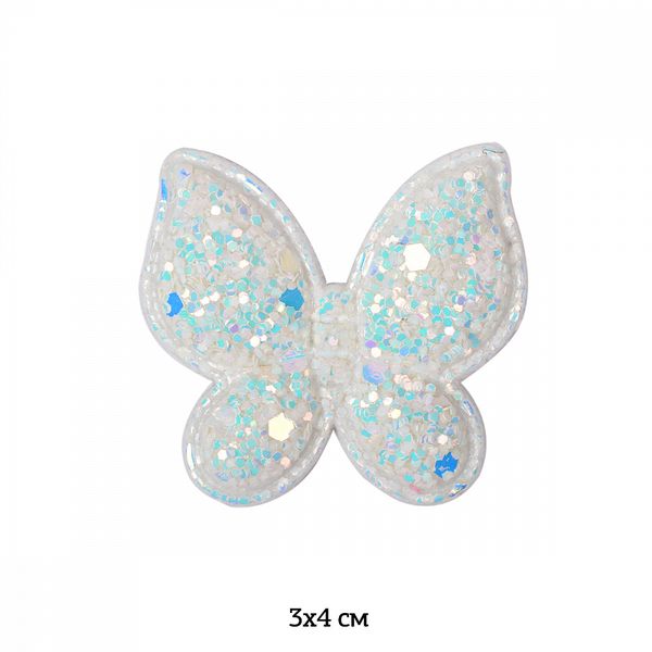 Аппликации пришивные с глиттером 2262 Бабочка 3х4см, 20 шт