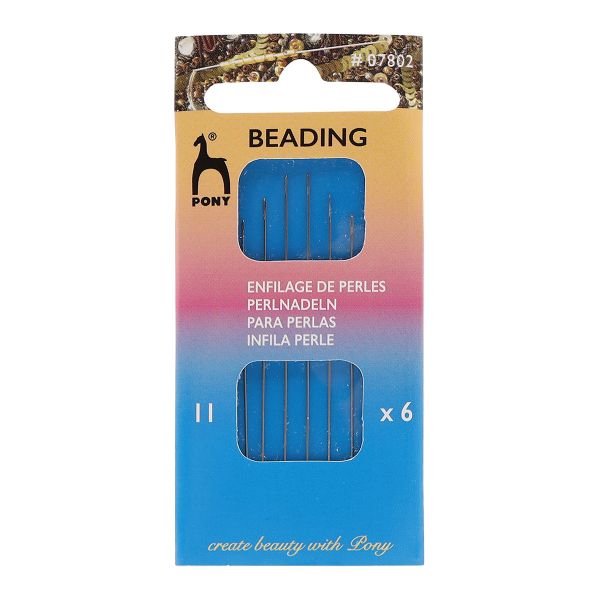 Иглы ручные для бисера с серебряным ушком Beading №11, 6 шт, PONY, 07802