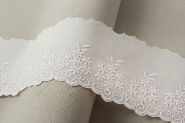 Кружево шитьё широкое 110 мм / 10 м, белый, Gamma GYEM-11001