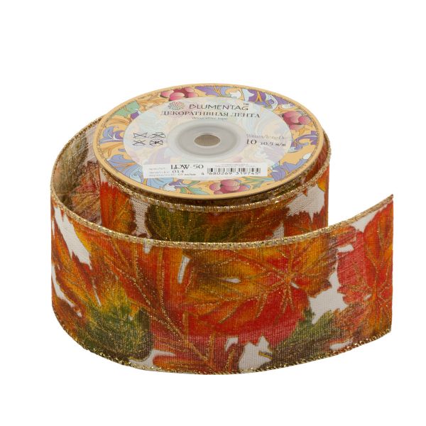 Лента декоративная 63 мм / 10±1 метров, 014 оранжевый, Blumentag LRW-50