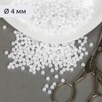 Бусины пластик (перламутр) ⌀4 мм, цв.033 белоснежный, уп.500г (15000 шт), Magic4Hobby