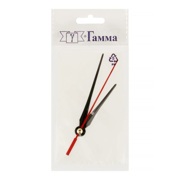 Стрелки для часовых механизмов (часовая/минутная/секундная) ЧМС, 5 шт, 62/85/85 мм, ( черный/красный)