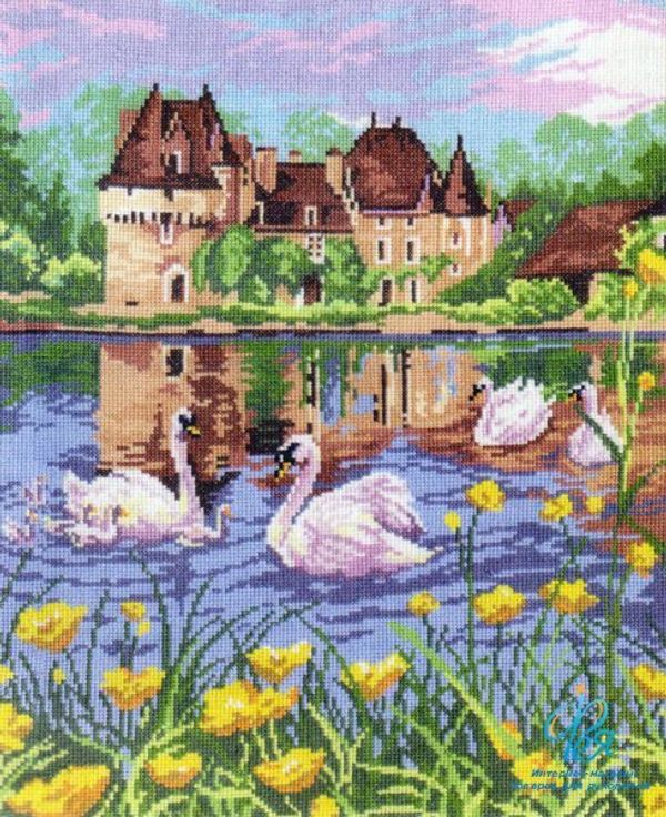 Набор для вышивания нитками Чудесная игла, Лебединое озеро 28х36 см