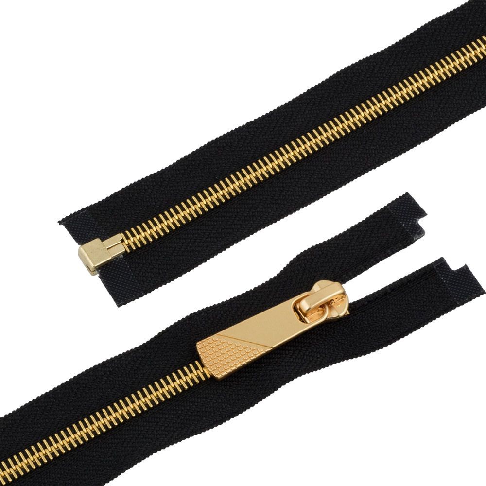 Молния металл Т5 (5 мм) 1 зам., разъем., 70 см, декор, золото, черный, KAP-5 Gamma, 5 шт