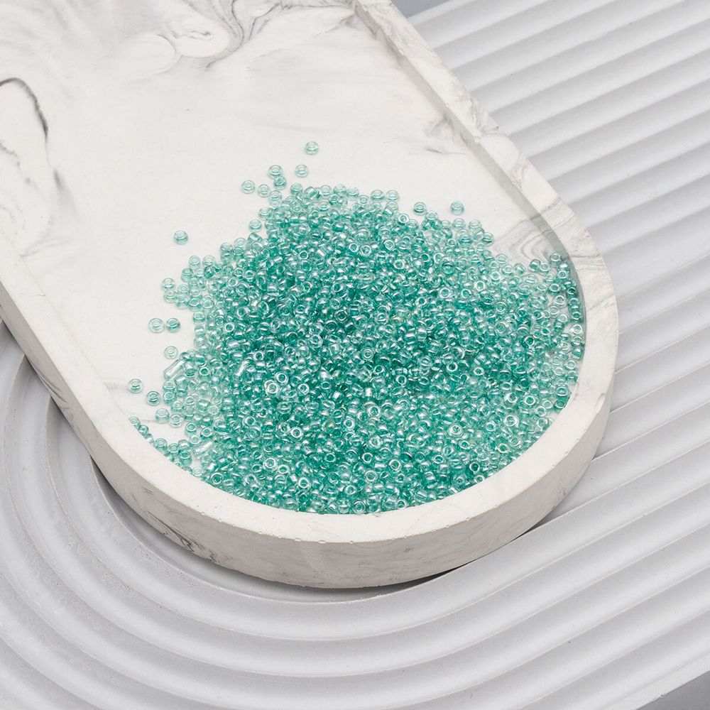 Бисер Astra&Craft 11/0 (2.1 мм), 200 г (10х20 г), цв. 120А св. бирюзовый/прозрачный глянцевый