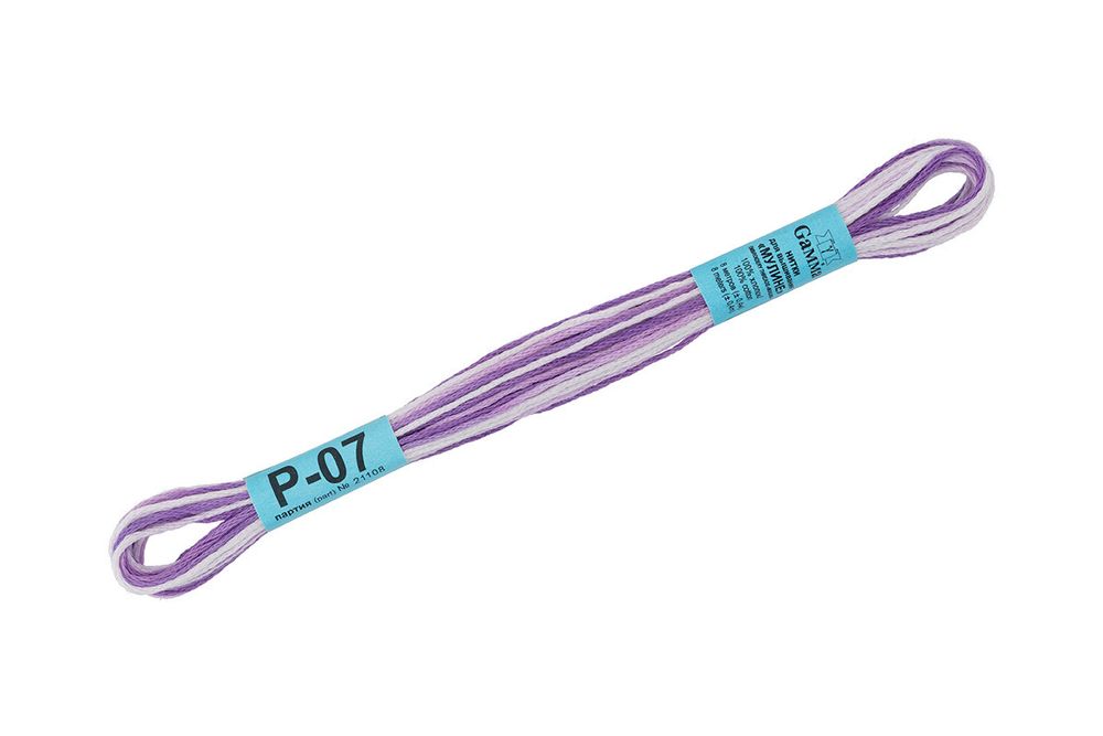 Мулине Gamma меланж, цв.Р-07 сиреневый-бл.сиреневый, 12 мотков по 8 метров