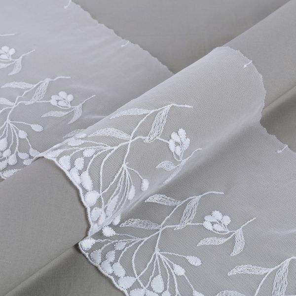 Кружево бельевое эластичное 190 мм / 3±0.2 метра, на сетке, Турция, белый, Gamma GKME-19001