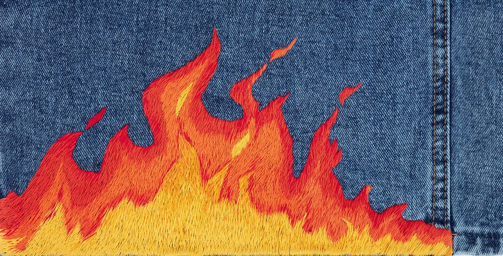 Набор для вышивания нитками Panna Живая картина JK-2314, Пламя, 25.5х13 см