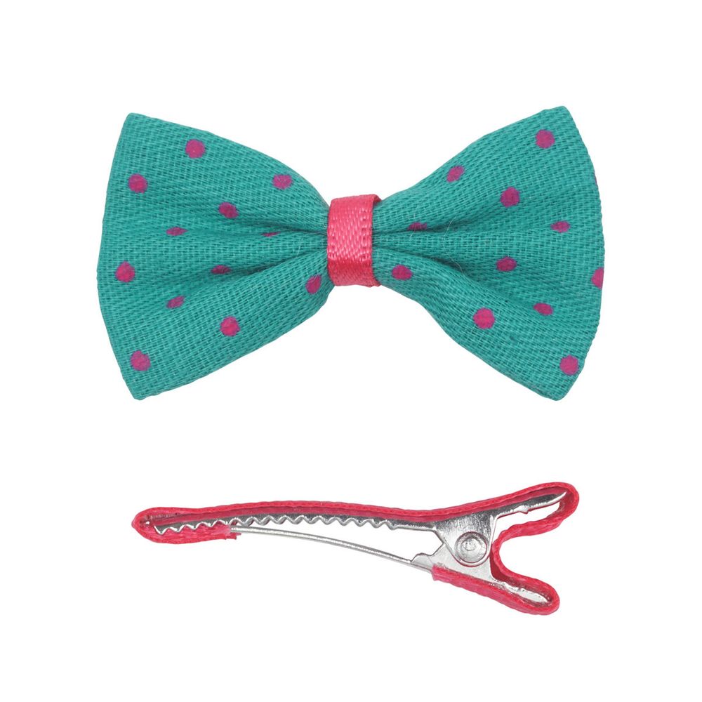 Набор бантик и заколка, мини 35мм/35мм, зеленый/малиновый