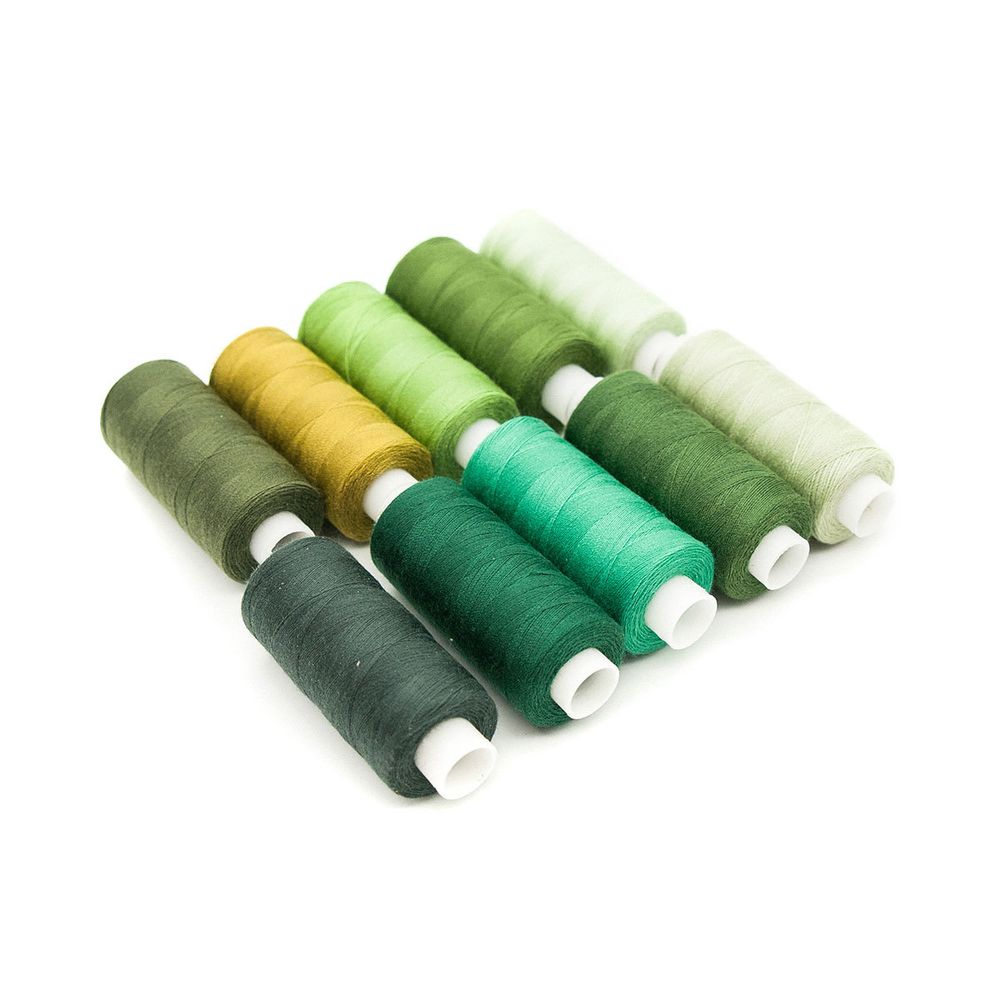 Швейные нитки (набор) Bestex 40/2, 400ярд, 10 катушек в упак, ассорти &quot;Зеленый микс&quot;