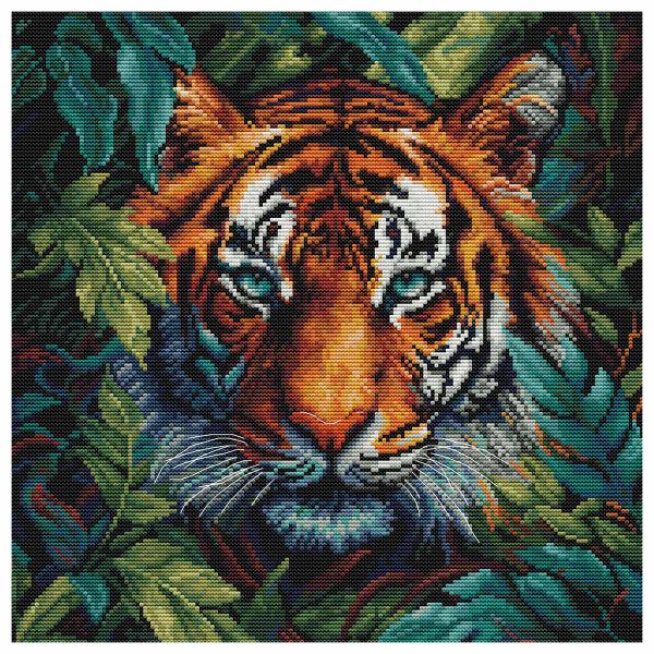Набор для вышивания нитками Luca-S, Тигр в джунглях, 27х27см