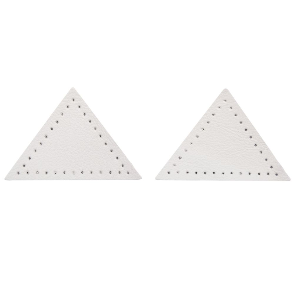 Заплатки пришивные из кожи, треугольник равнобедр., стор. 5см, с перфорацией, 2 шт, 100% кожа, 08 белый, 9901