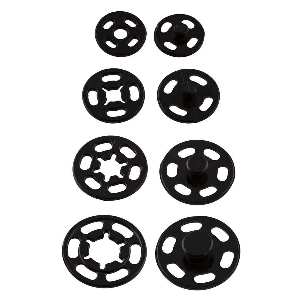 Кнопка пришивная пластик ⌀7, 10, 15, 20 мм, 40 шт, №02 черный, Gamma PKL-040