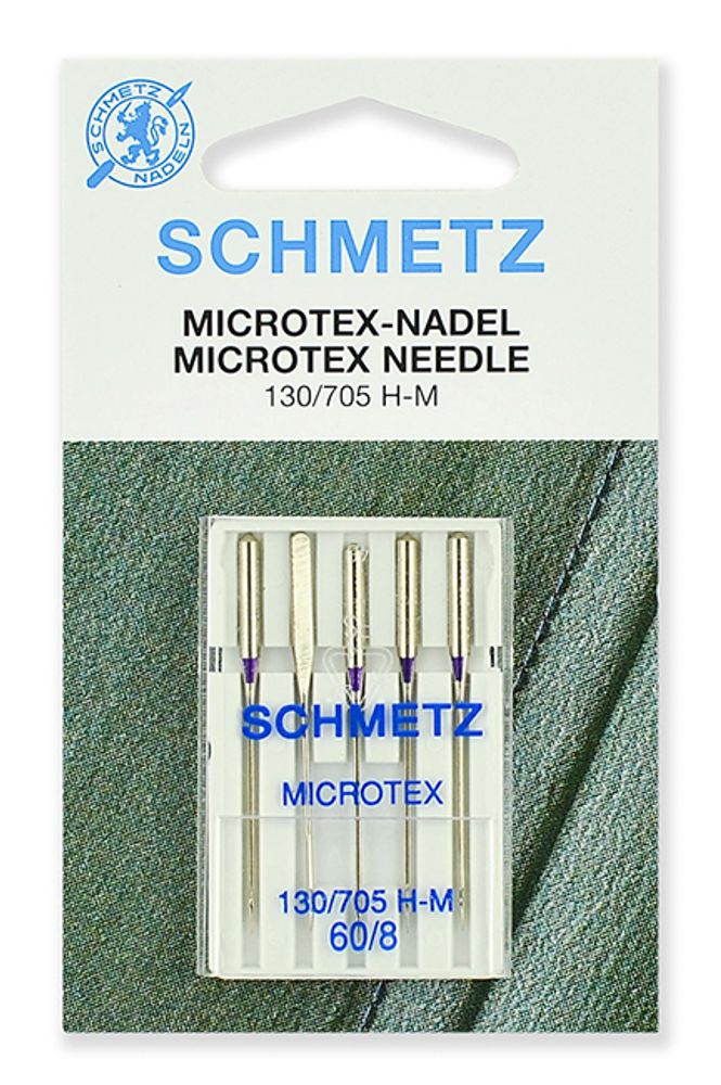 Иглы для швейных машин микротекс (особо острые) Schmetz 130/705H-M №60, уп. 5 игл