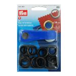 Люверсы металл ⌀14.0 мм (внутр.) с инструментом для установки, черный, Prym, 10 шт