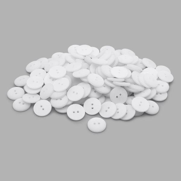 Пуговицы на 2 прокола 28L (18мм), пластик (White (белый)), CR-K18M, 144 шт