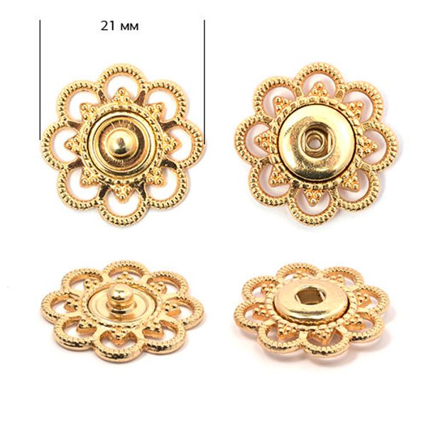 Кнопка пришивная металл ⌀21.0 мм, TY-BJ114, цв.золото уп. 50 шт, TBY