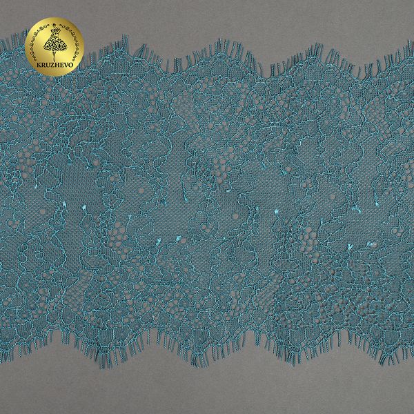 Кружево шантильи (реснички) 170 мм, A88 цв.F222 изумрудно-синий, 3 метра, Kruzhevo