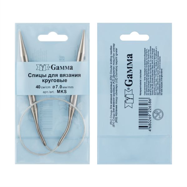 Спицы круговые металл ⌀7,0 мм, 40 см, с металлической леской, Gamma MKS