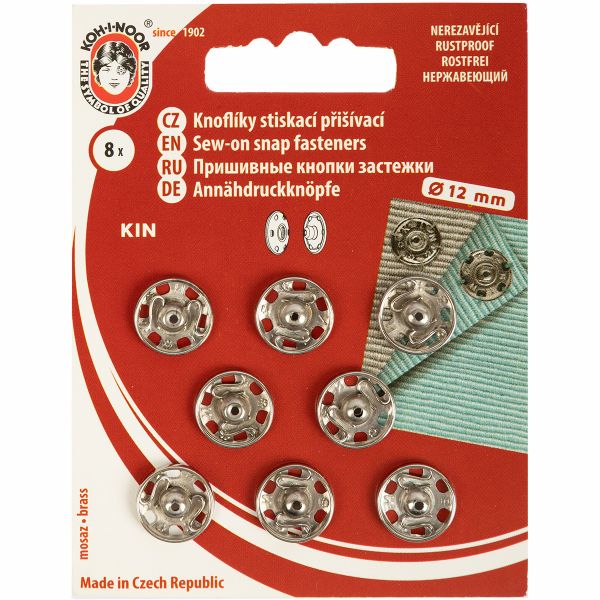 Кнопка пришивная металл ⌀12.0 мм, 8 шт, никель, KOH-I-NOOR 10 (KIN1000 №4)