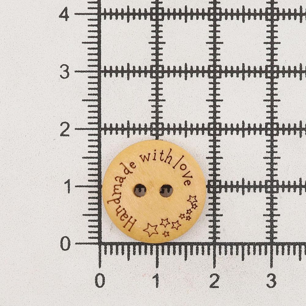 Пуговицы на 2 прокола Handmade 28L (18мм), дерево (Yellow (желтый)), W21, 36 шт