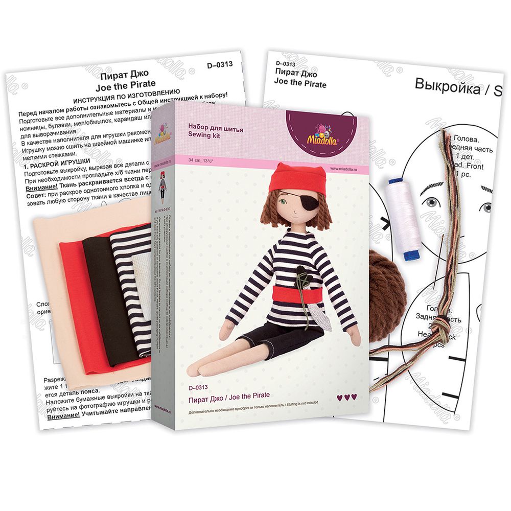 Набор для шитья игрушки Пират Джо 34 см, Miadolla D-0313