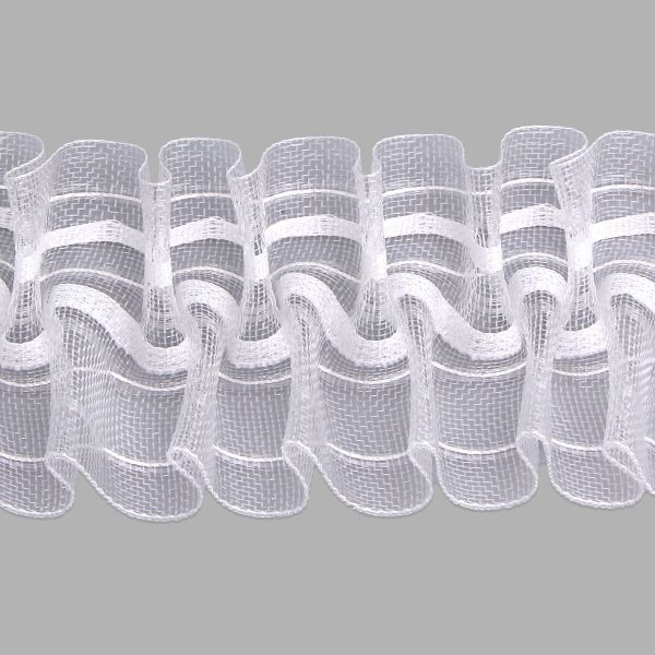 Лента (тесьма) шторная: сборка вафельная (1:2.5) 60 мм / 10 метров, (2 ряда петель, 4 шнура), прозрачный, (605-О)