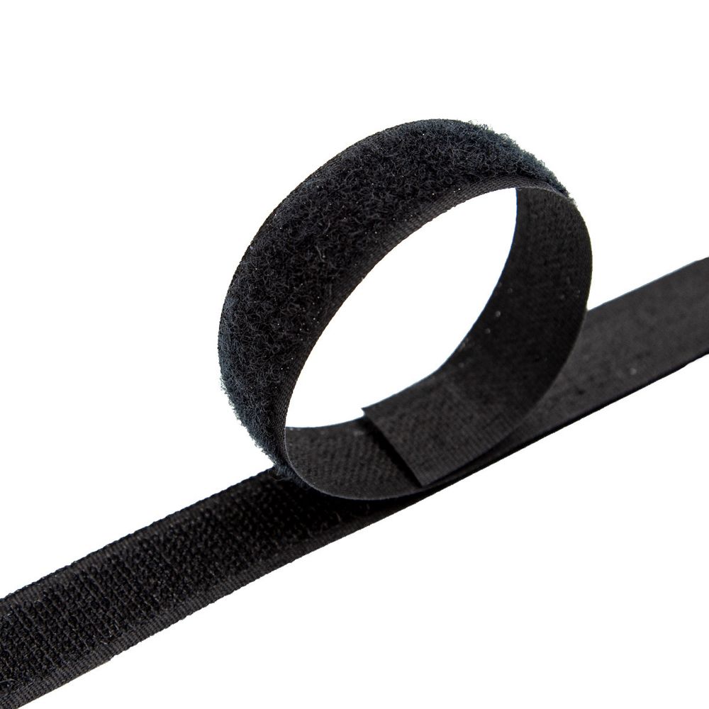Лента контактная липучка (велкро) пришивная 20 мм / 25 метров, черный, ПАРА (крючок+петля), качество "C"