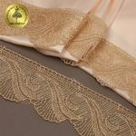 Кружево на сетке 70 мм, 2107 цв.N6115 золотисто-бежевый уп.13.71м, Kruzhevo