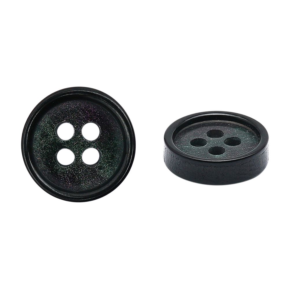 Пуговицы 4 прокола 18L (11мм), пластик (Blk-02 черный), CB_M-57, 72 шт