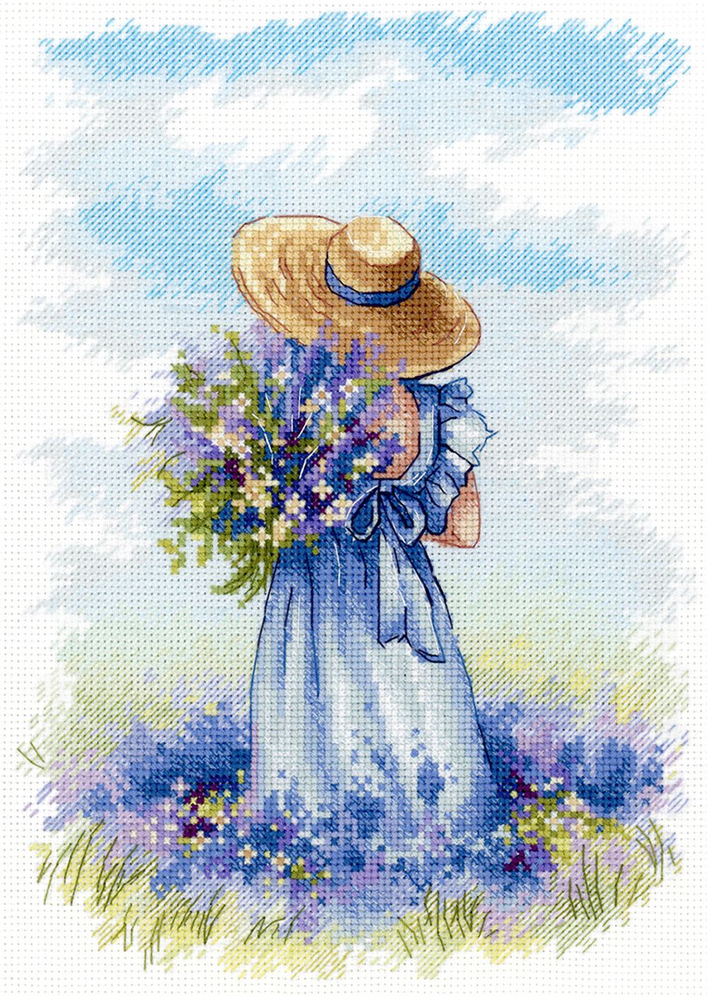 Набор для вышивания нитками МП Студия НВ-847, Лавандовая прогулка, 23х16 см