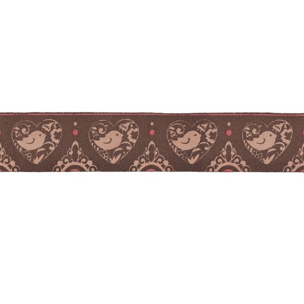 Лента хлопок с рисунком 20.0 мм / 5 шт по 3 метра, H099_043/069 Птичка в сердце, CLP-202 Gamma