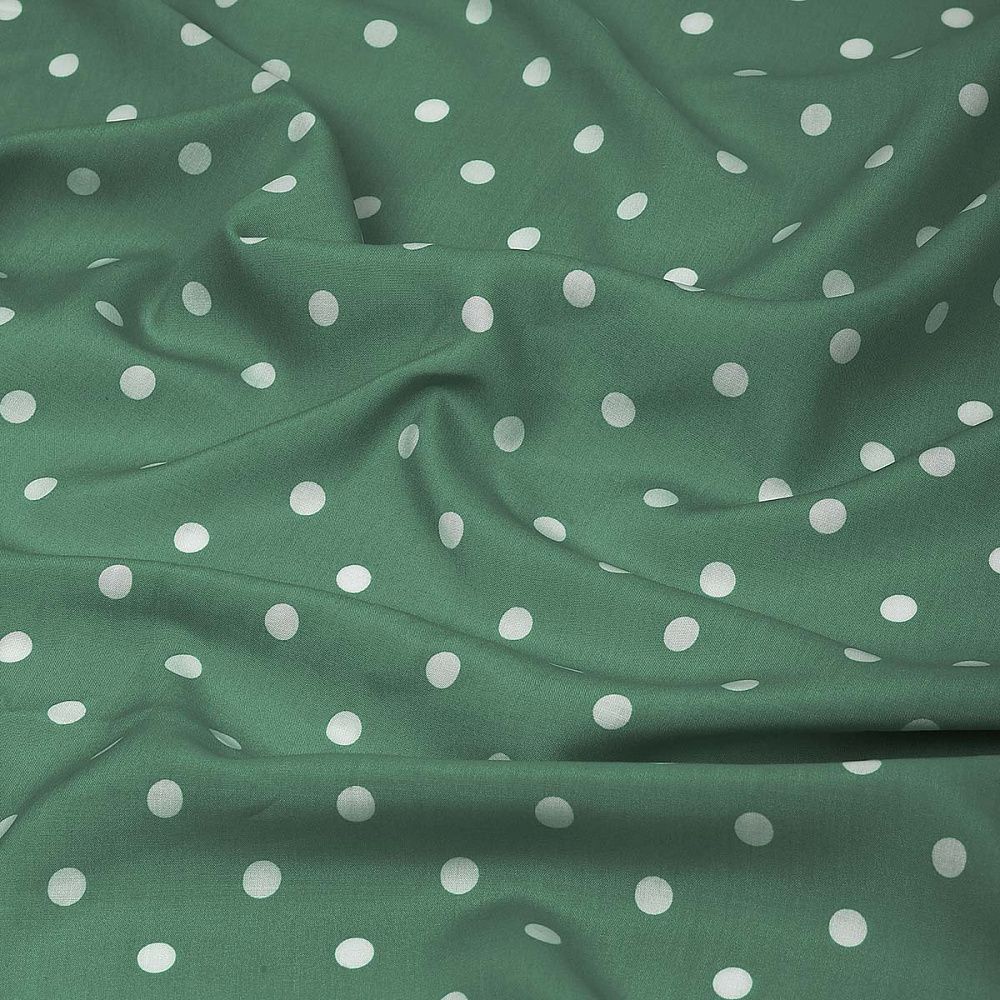 Штапель в горошек 90 г/м², 145 см / 2 метра, TBY.Vidt.05 цв.зеленый