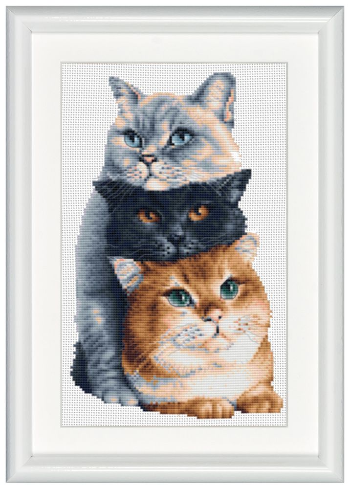 Dutch Stitch Brothers, Три кота, канва Aida 14 ct, 18х26 см /TOS/