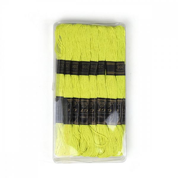 Мулине Ideal, цв.206 желто-зеленый, 24 мотка по 8 метров