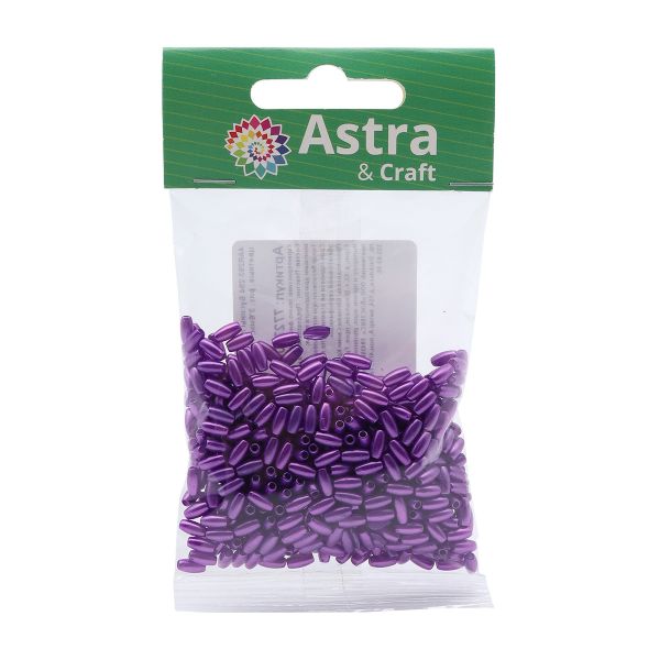 Бусины пластик (жемчуг) 3х6 мм, 15 г, Astra&Craft (темно-фиолетовый), 4AR293/294