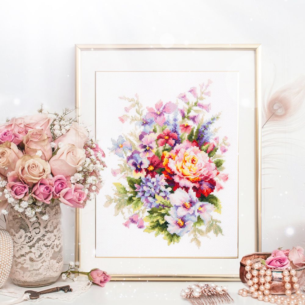 Набор для вышивания нитками Чудесная игла, Цветочный бал, 19х26 см
