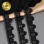 Кружево гипюр (плетёное) 25 мм, TR.3058A цв.2 черный, 9 м, Kruzhevo