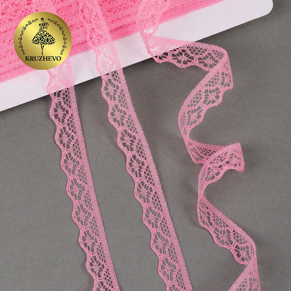 Кружево отделочное в стиле "трикотаж" 12 мм TBY 150-2, цв.227 коралловый уп.27.4м