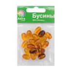 Бусины натуральный камень янтарь 15х7 мм, 20 г, Астра